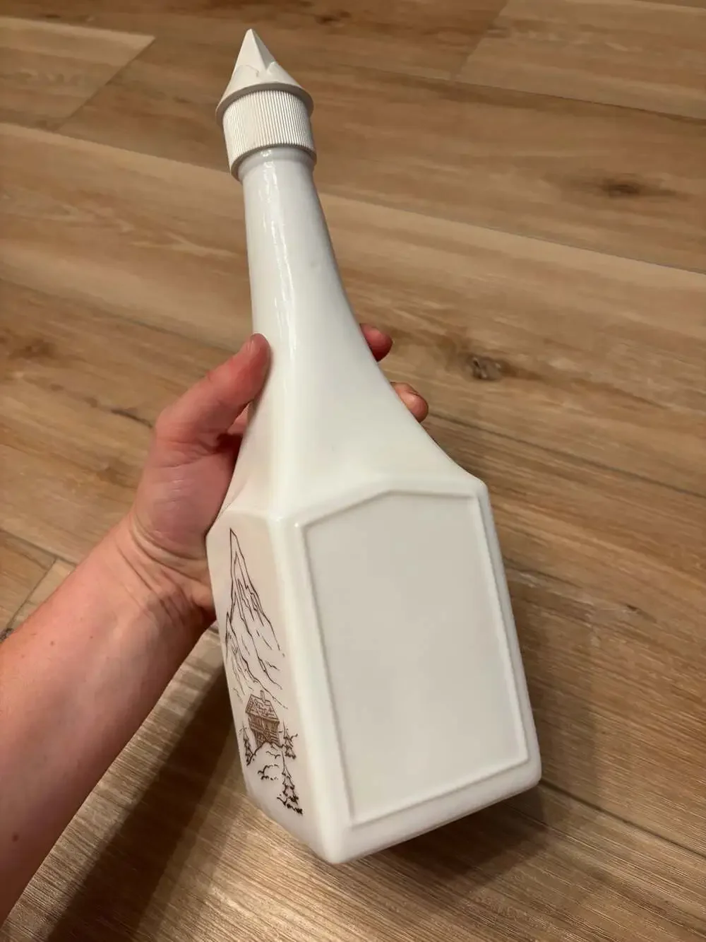 Mid Century Milk Glass Decanter Liquor Bottle Switzerland